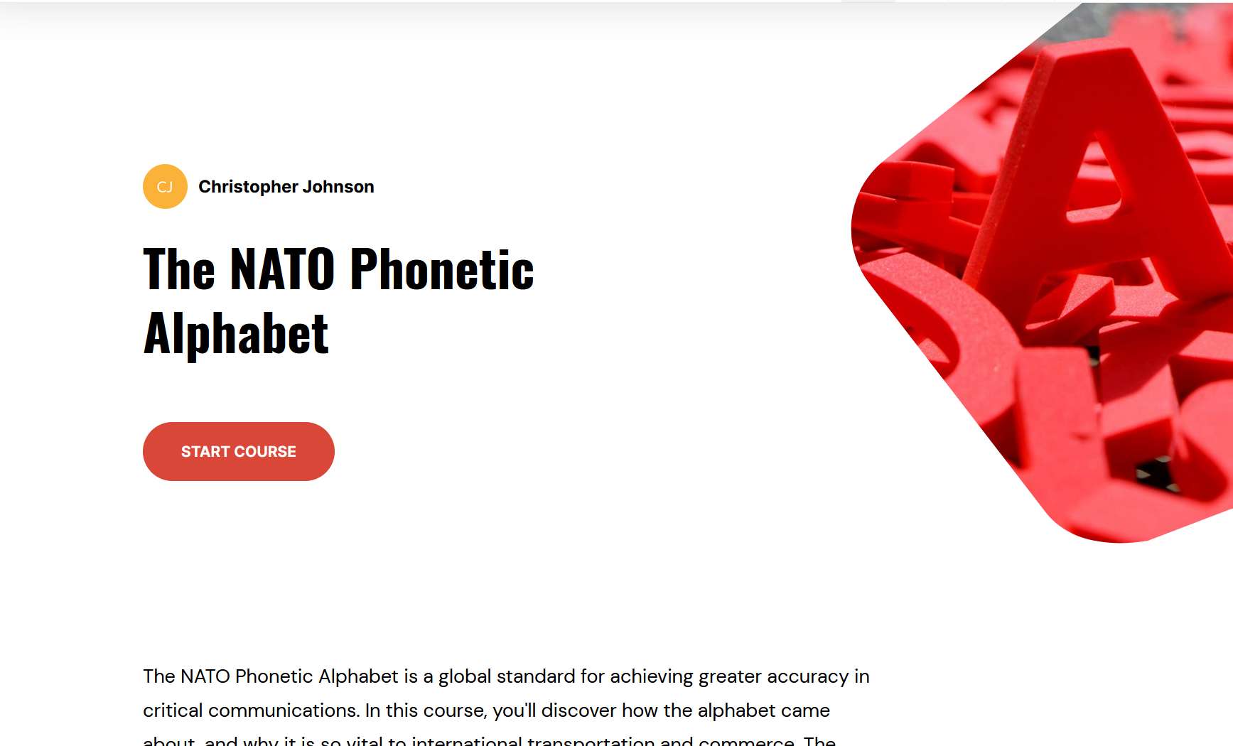 NATO phonetic alphabet screen shot